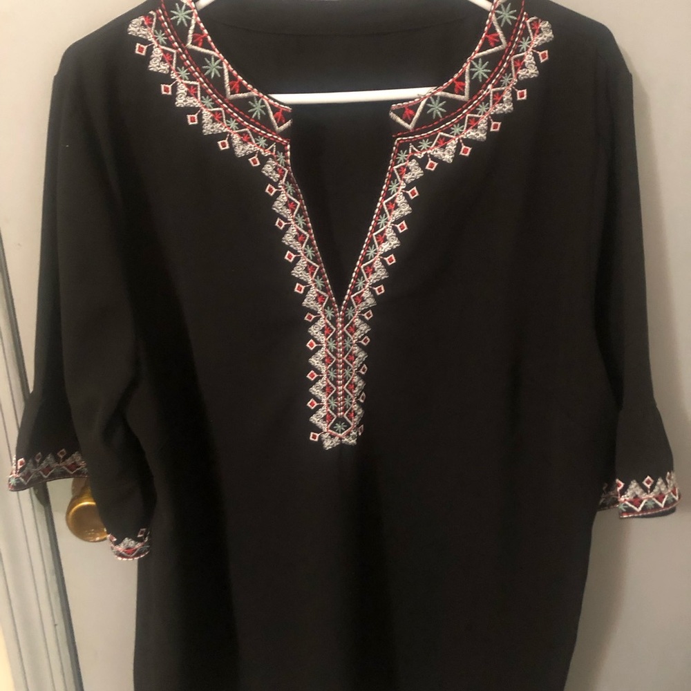 Boho ethnic  Embroidered V-Neck Women's Top